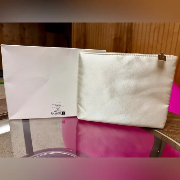 Chanel Coco Mademoiselle Satin Cosmetic Pouch. Stitched Sequins on Front. NIB - Picture 2 of 10